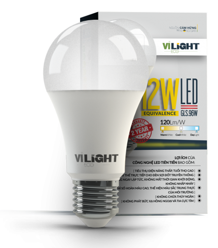 Bóng Đèn Led Bulb 12W ánh sáng vàng/ trung tính/ trắng Vi-Light VLEBU12BT1