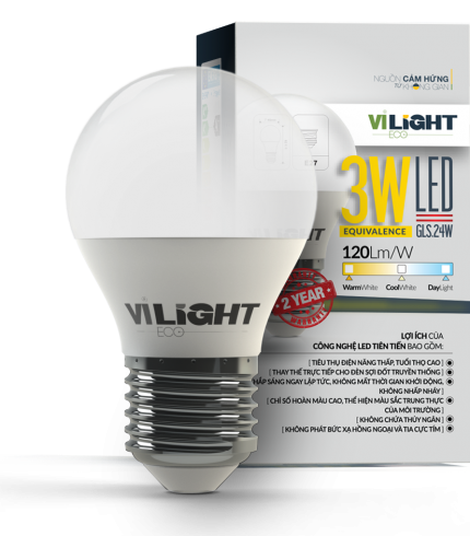 Bóng Đèn Led Bulb 3W ánh sáng vàng/ trung tính/ trắng Vi-Light VLEBU03BT1