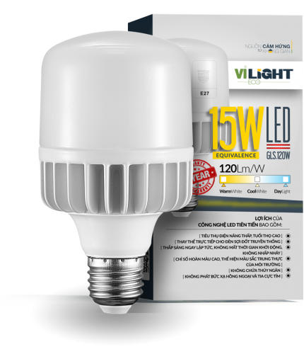 LED Bulb trụ CSL 15W thân nhôm ánh sáng vàng/ trung tính/ trắng Vi-Light VLEBL15AL1