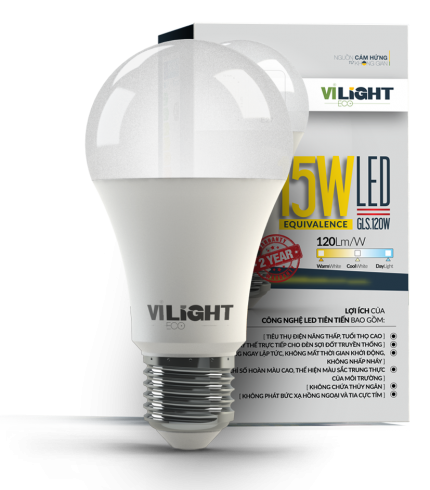 Bóng Đèn Led Bulb 15W ánh sáng vàng/ trung tính/ trắng Vi-Light VLEBU15BT1