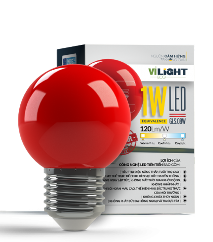 Bóng Đèn Led Bulb Màu 1W (đỏ, cam, hồng, vàng, xanh dương, xanh lá, trắng sữa) Vi-Light VLEBU01BT1