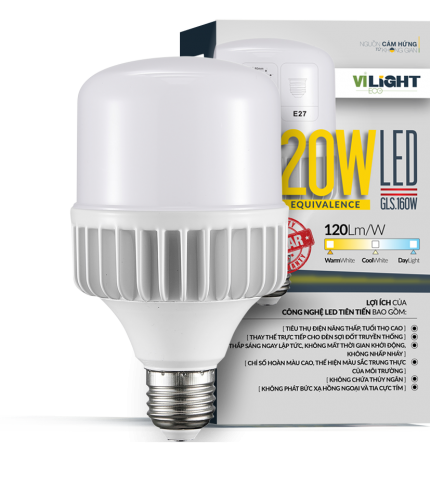 LED Bulb trụ CSL 20W thân nhôm ánh sáng vàng/ trung tính/ trắng Vi-Light VLEBL20AL1