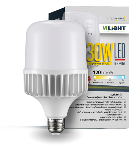 LED Bulb trụ CSL 30W thân nhôm ánh sáng vàng/ trung tính/ trắng Vi-Light VLEBL30AL1